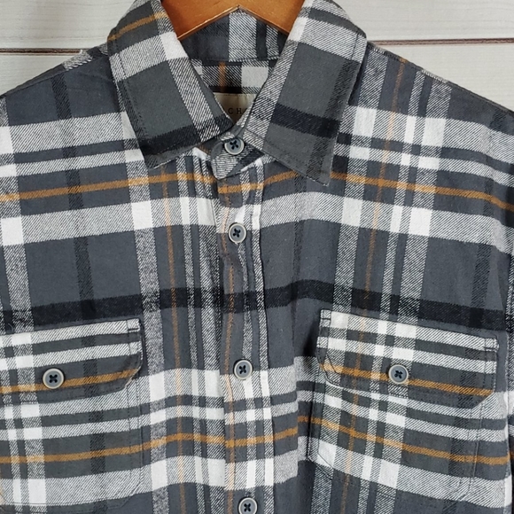 NWOT Jach's• L shirt flannel plaid gray button up - Picture 2 of 11